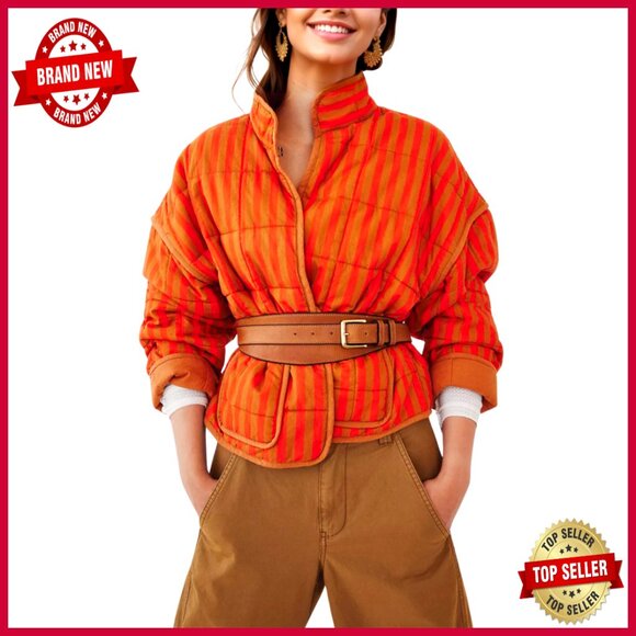 Jackets & Blazers - Lightweight Quilted Puffer Jacket with Pockets, Stand Collar, Loose Fit